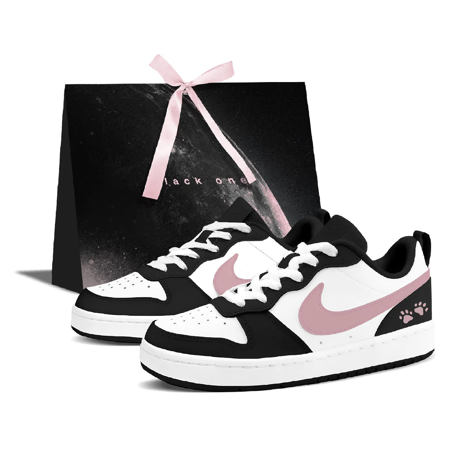 Кроссовки для скейтбординга Court Borough Black Pink Pudding Leather Low top Kids', детские, черные, розовые Nike