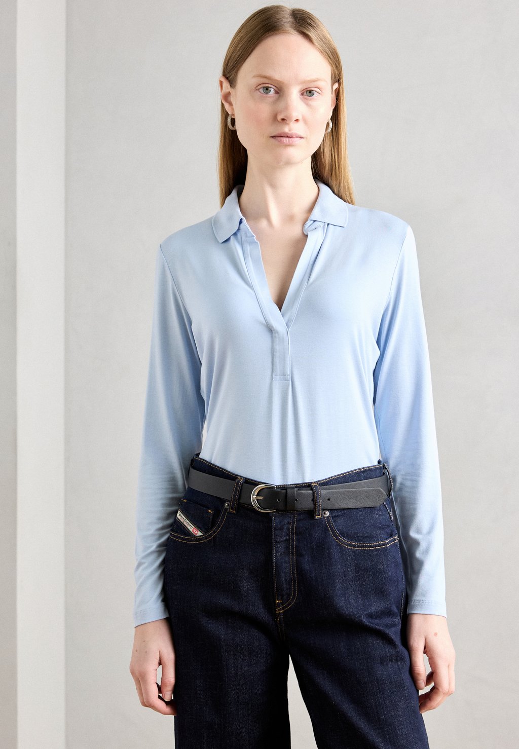 

Блуза BLOUSE LONG SLEEVE POLO COLLAR Marc O'Polo, светло-голубой