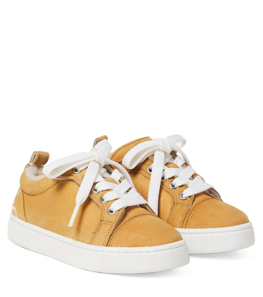 Замшевые кроссовки Funnyto на меховой подкладке Christian Louboutin Kids, бежевый