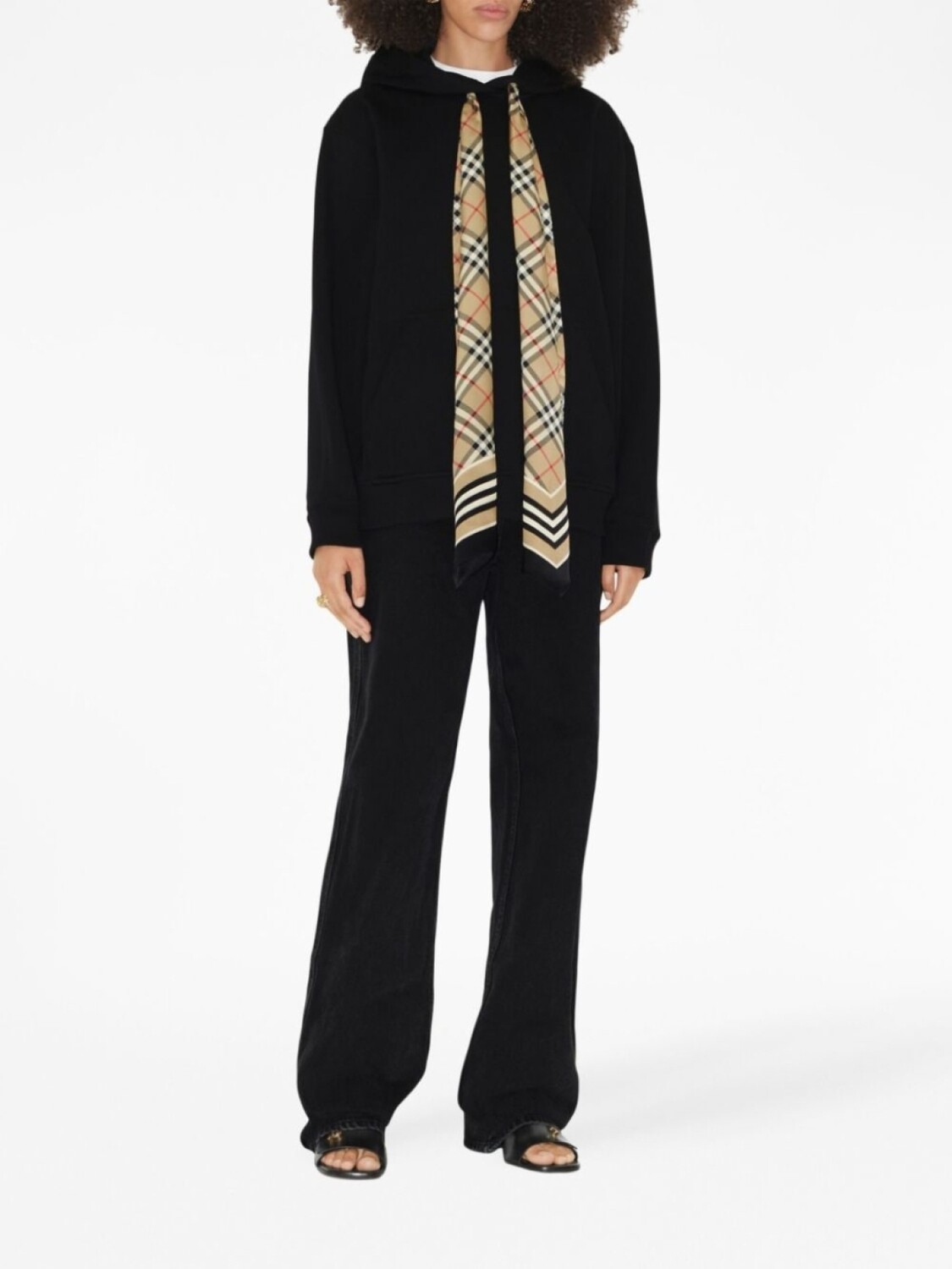 Худи Burberry Scarf Detail Cotton Oversized, черный — фото 2