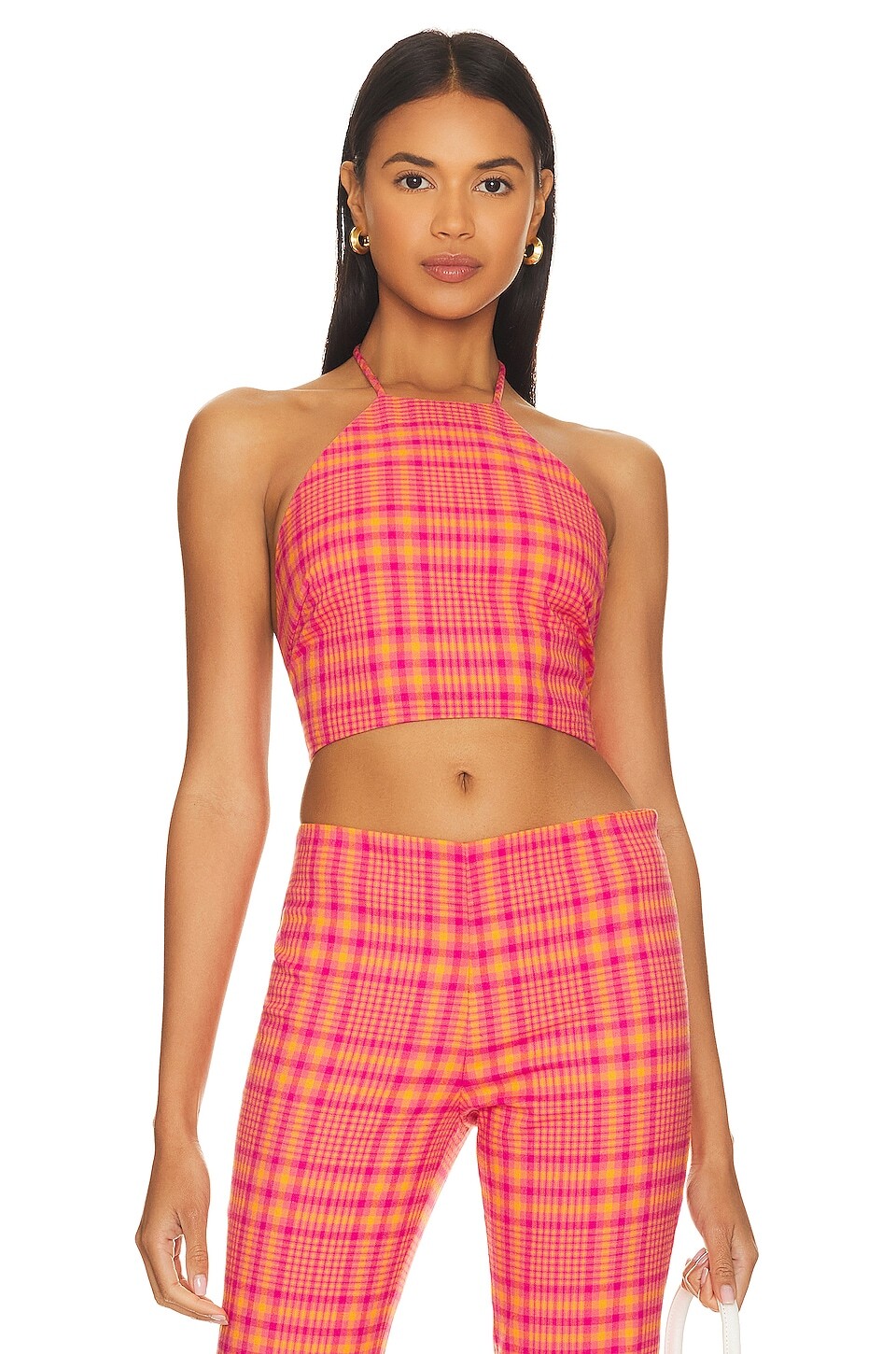 

Топ Lovers and Friends Rodeo Crop, цвет Pink & Orange Plaid