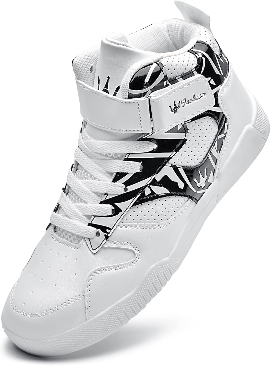 

Мужские высокие модные кроссовки для улицы, повседневная спортивная обувь, тренировочные кожаные туфли, мужские балетки Kuxie, белый/черный