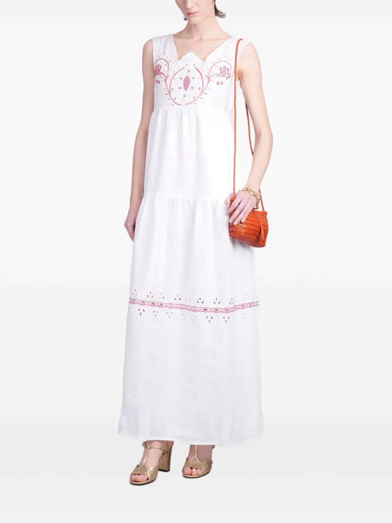 

Платье макси с вышивкой HOLY CAFTAN, белый