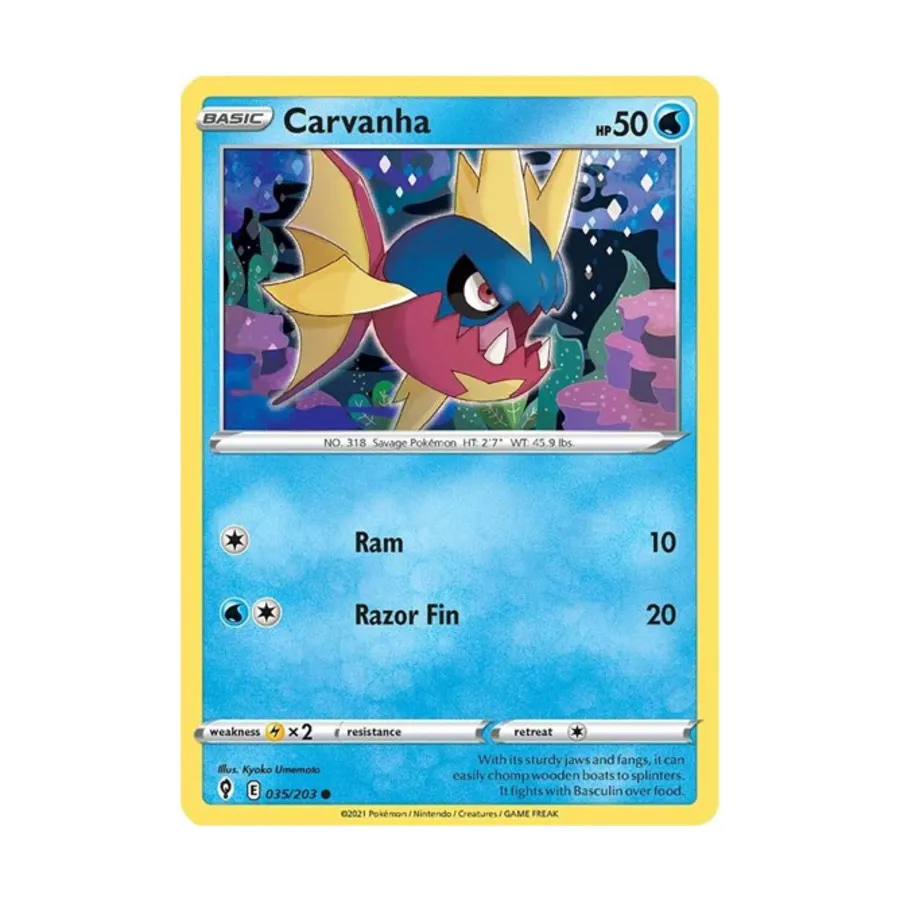 

CCG Карванья (К) # 035/203, Pokemon - SWSH07: Evolving Skies - Singles