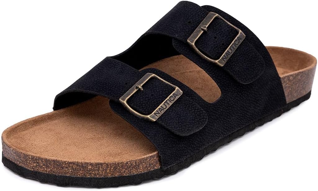 

Мужские сандалии Nautica - повседневные шлепанцы с 2 регулируемыми пряжками и пробковой стелькой для максимального комфорта и стиля (обычная/широкая посадка, большой размер), черный