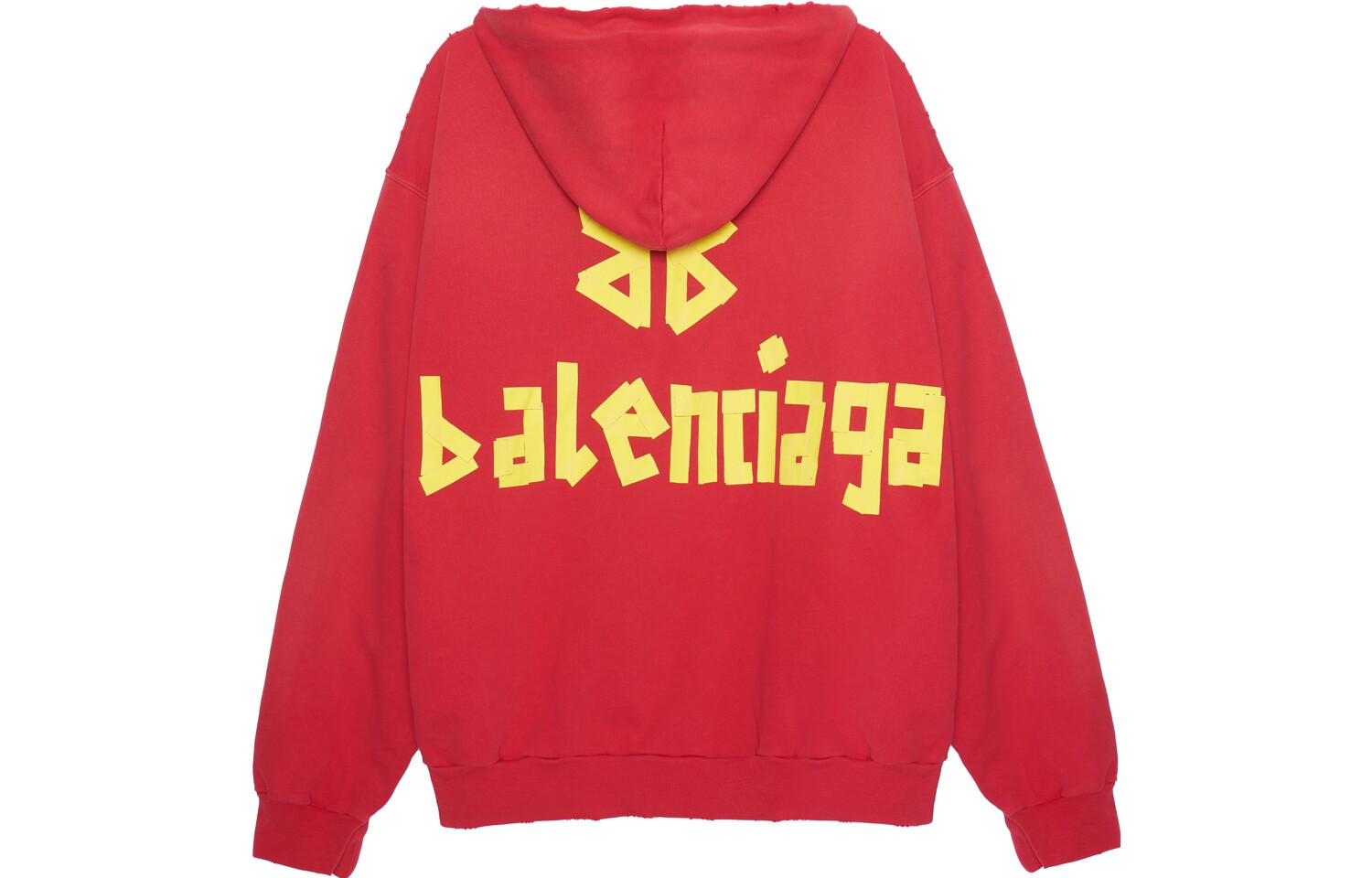 Толстовка с капюшоном большого размера с рваными карманами на молнии Balenciaga, красный — фото 2