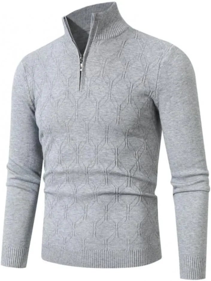 Мужской однотонный вязаный свитер Casual Oversized Half Zip