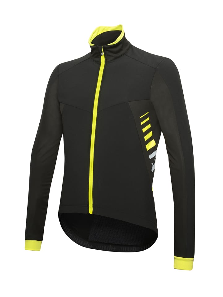 

Велосипедная куртка Logo Alfa Padded Jkt в цвете черный-флуоресцентный желтый-рефлектор rh+