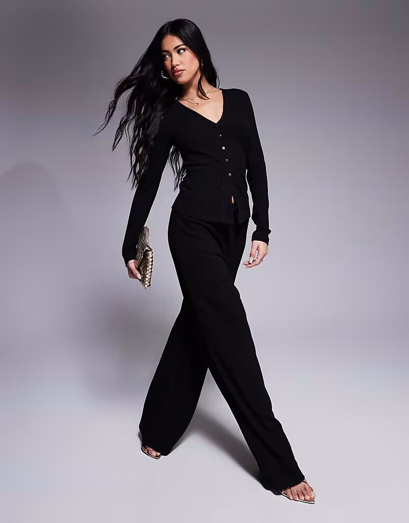 

Широкие брюки в рубчик от ASOS DESIGN черного цвета