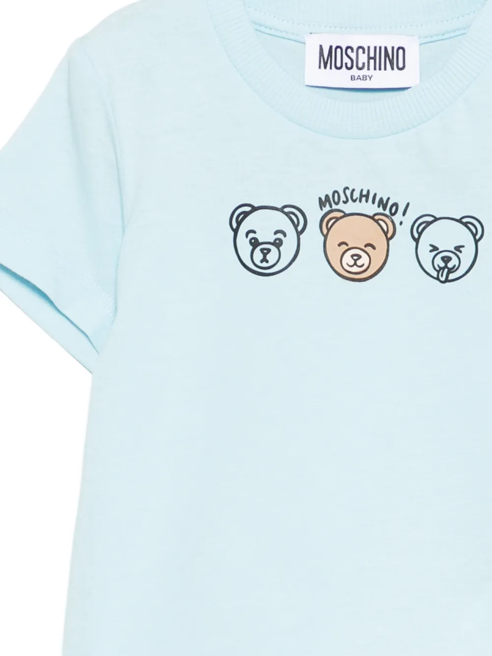 Футболка с изображением медведя Moschino Kids, синий — фото 3