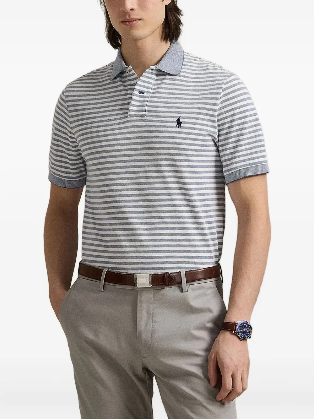 

Рубашка поло в полоску POLO RALPH LAUREN, серый