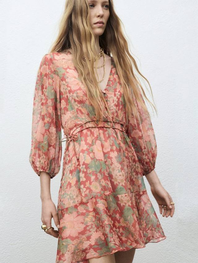 

Celia платье мини с цветочным принтом Mango, Dark Red