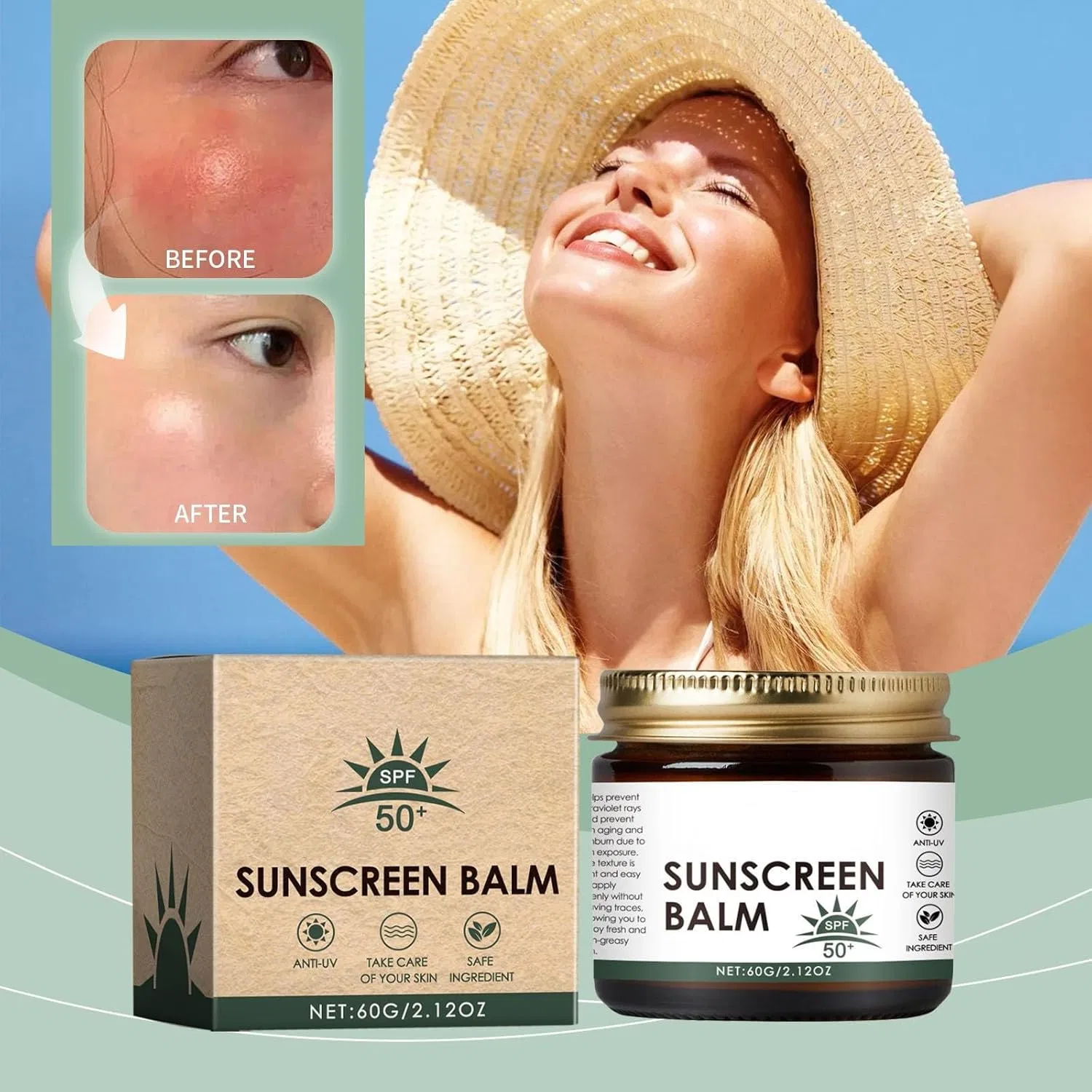 Солнцезащитный бальзам для лица и тела SPF 50 с говяжьим жиром, 60 г, 2 шт. Radiantre, 2Pc — фото 2