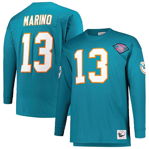 

Мужская футболка с длинным рукавом Dan Marino Aqua Miami Dolphins Big & Tall Mitchell & Ness