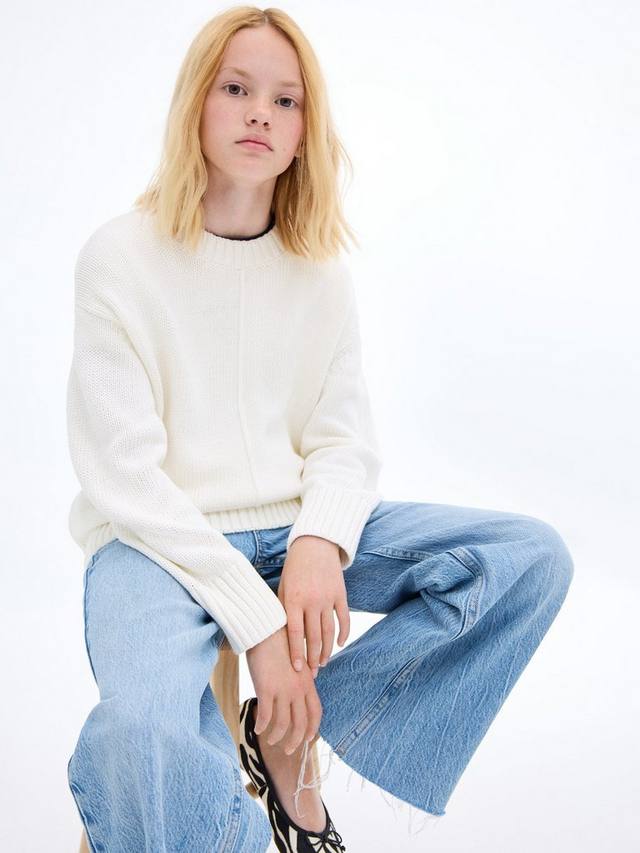 

Детский джемпер Siena из хлопка с длинными рукавами Mango, Natural White