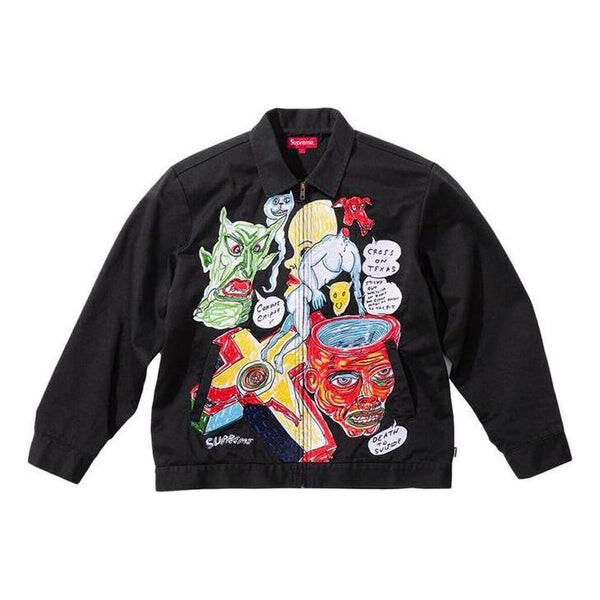 

Куртка x daniel johnston embroidered work jacket 'black multi-color' Supreme, черный