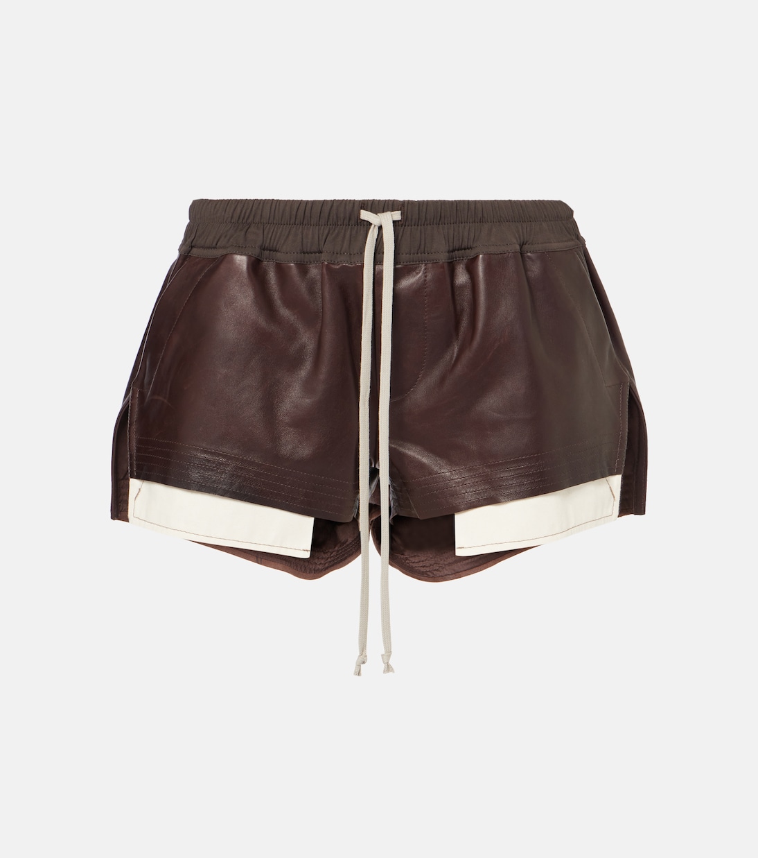 

Кожаные шорты с высокой талией Rick Owens, Metallic Mahogany