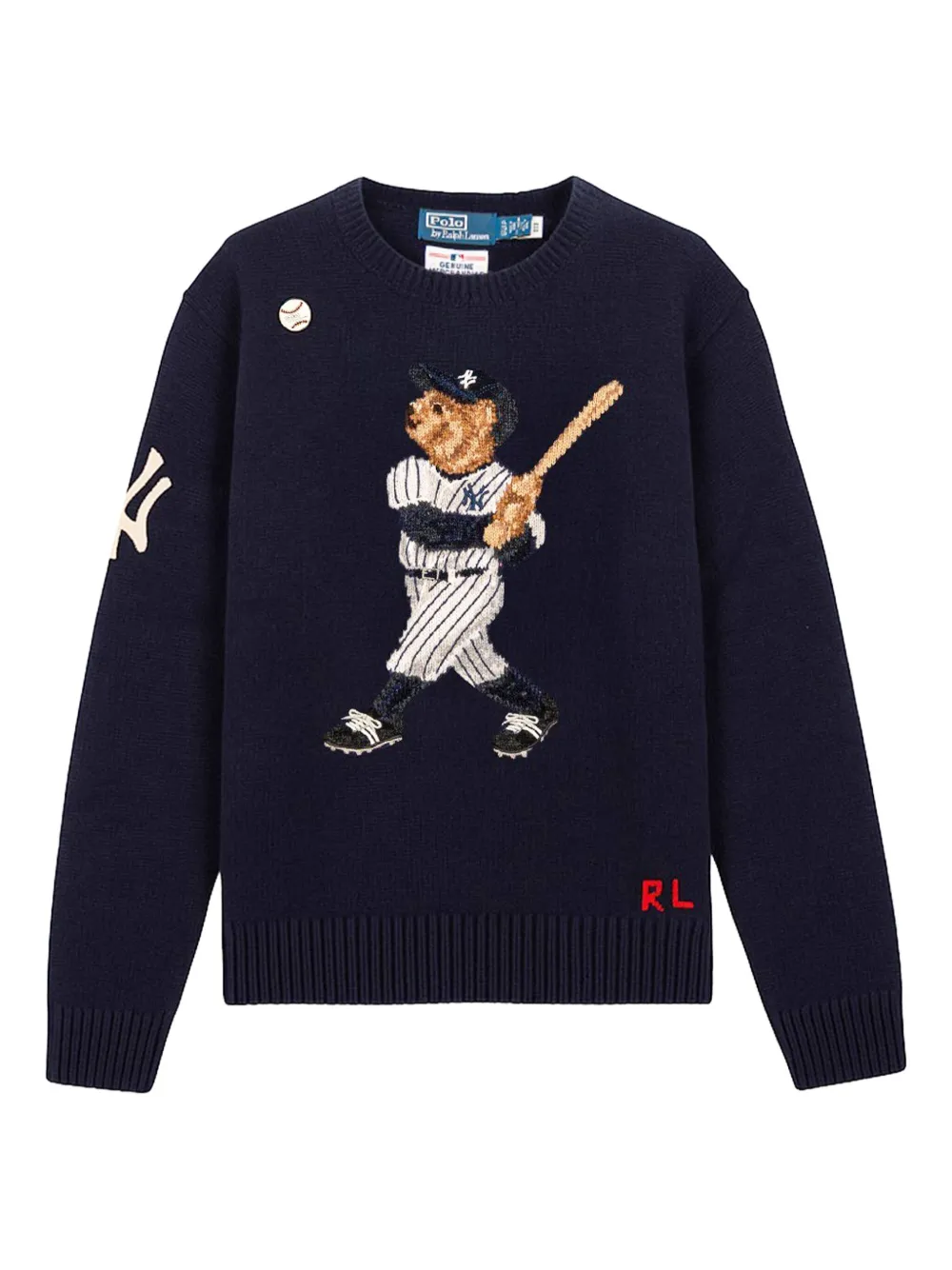 

Свитер с мишкой Polo и логотипом NY Yankees Polo Ralph Lauren, синий