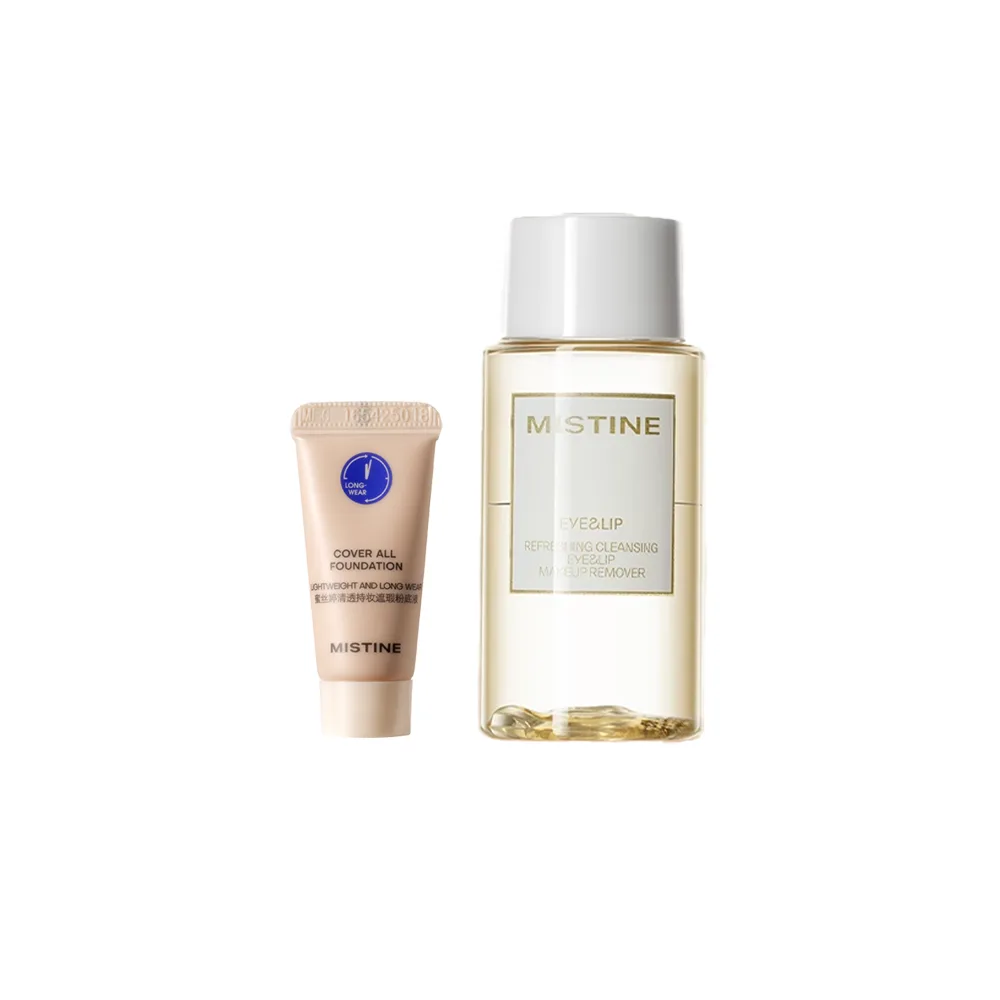 Mistine Набор пробников для деликатного снятия макияжа Misi Ting, Blue Shield Foundation 5g NN120+Makeup Remover 30ml — фото 3