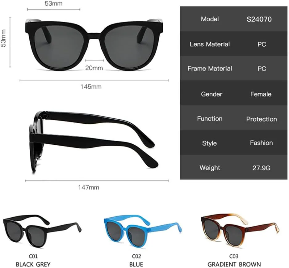 

Солнцезащитные очки LVTFCO овальной формы для женщин, ретро-солнцезащитные очки для женщин, классические квадратные очки, защита от ультрафиолета UV400, Black Grey