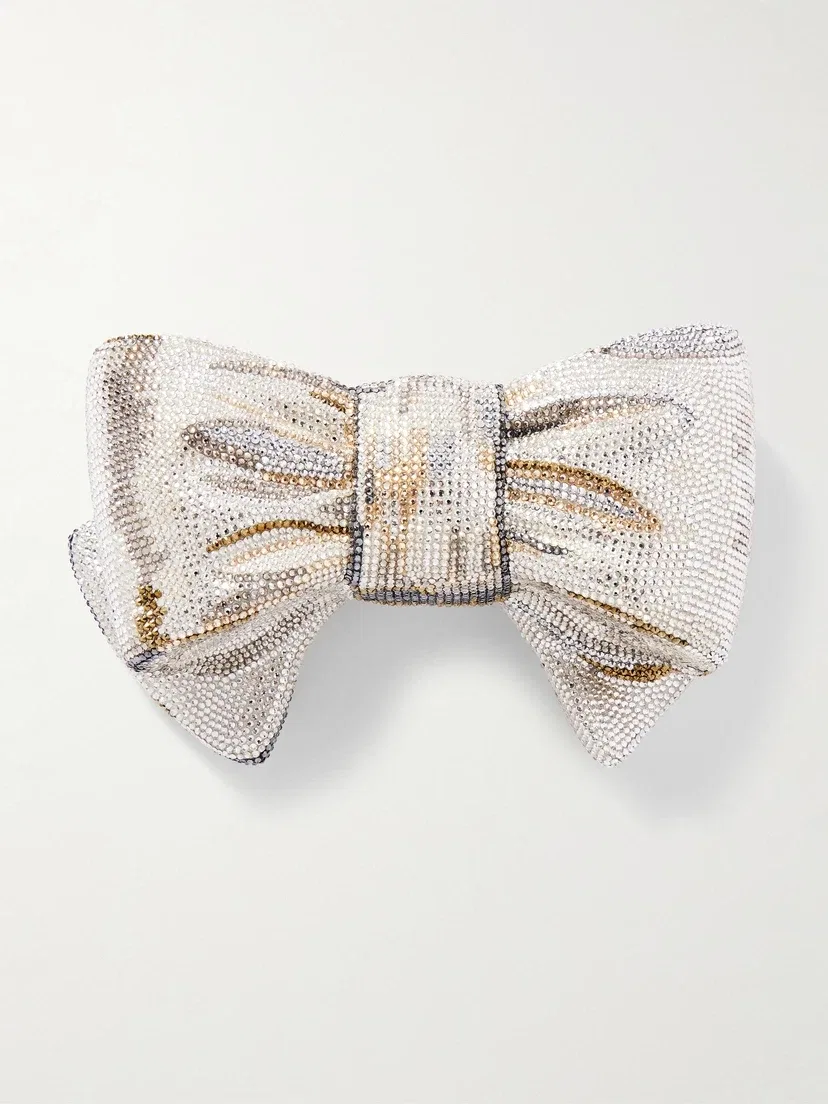 Класть Bow Just for You с кристаллами, серебристого цвета JUDITH LEIBER COUTURE, серебряный — фото 3