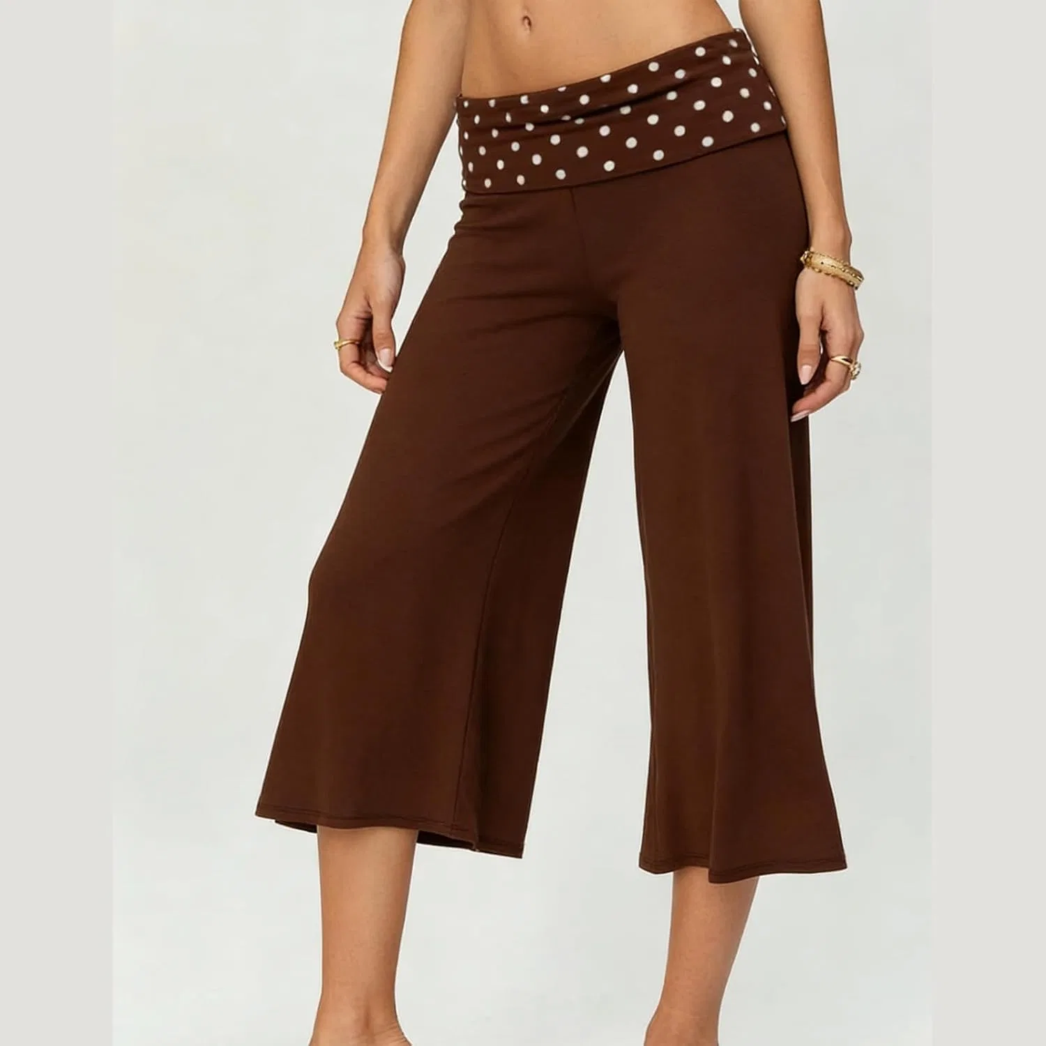 Капри с широкими штанинами, Yoga Pants, D018- Brown — фото 4