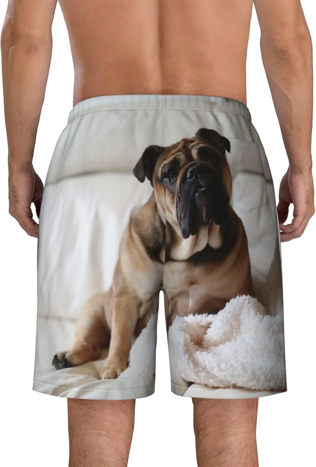 Мужские пляжные шорты, мужские плавки Bulldog Sits, пляжные шорты с карманами, купальники Generic, черный — фото 4