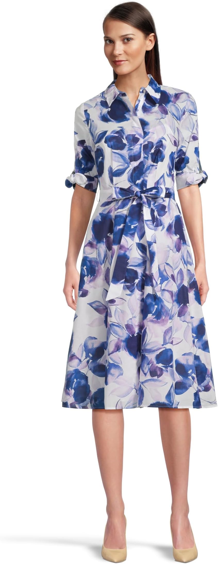 

Платье Calvin Klein Cotton Floral Tie Waist, цвет Opal Multi