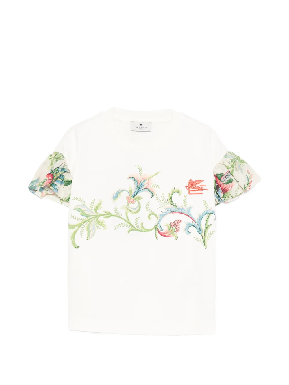 Футболка с цветочными рукавами Etro Kids, бежевый