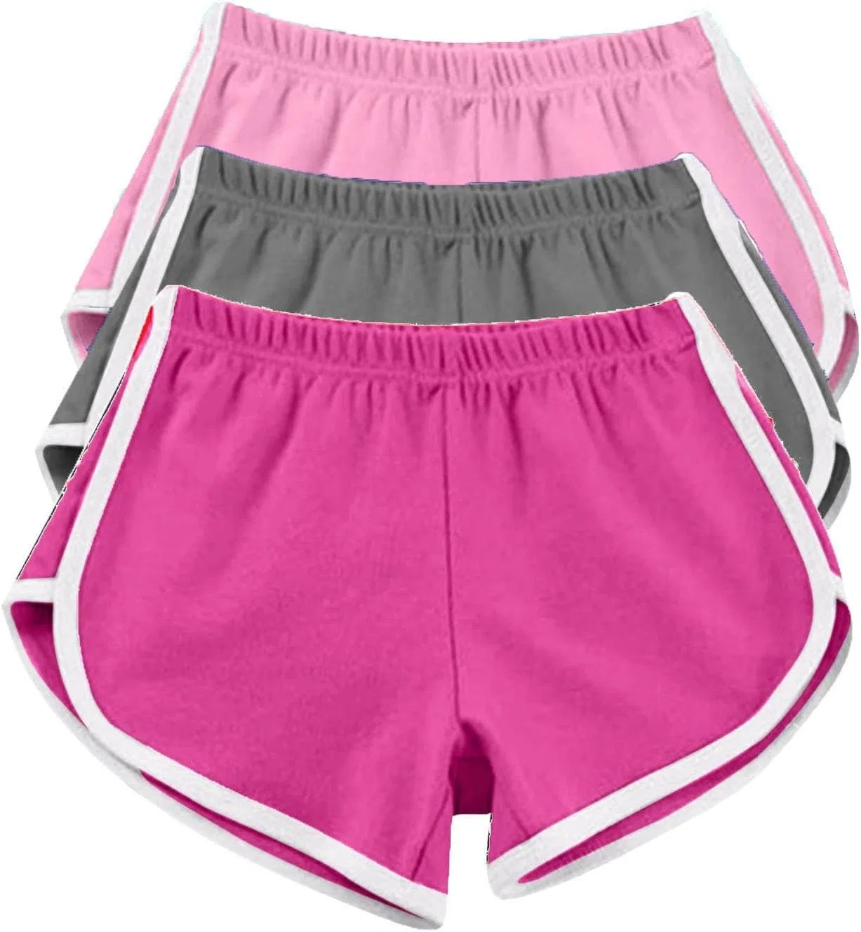 Спортивные шорты для женщин, 3 шт., с высокой талией, Rose Red + Gray + Pink