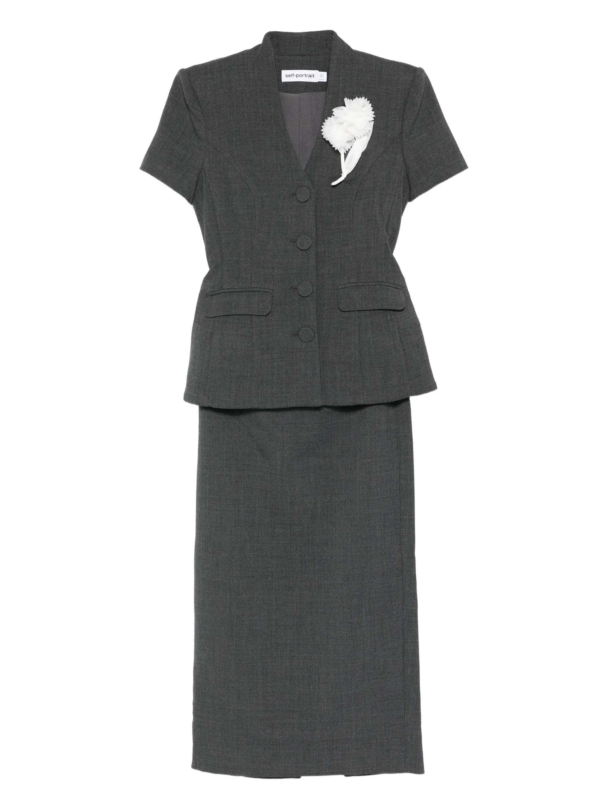 

Юбка для костюма с цветочной деталью Self-Portrait, серый