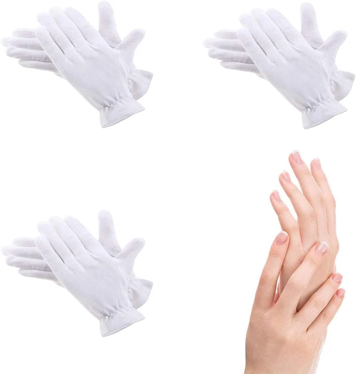 Увлажняющие перчатки из белого хлопка, 3 пары, унисекс Cgboom, 3 Pairs