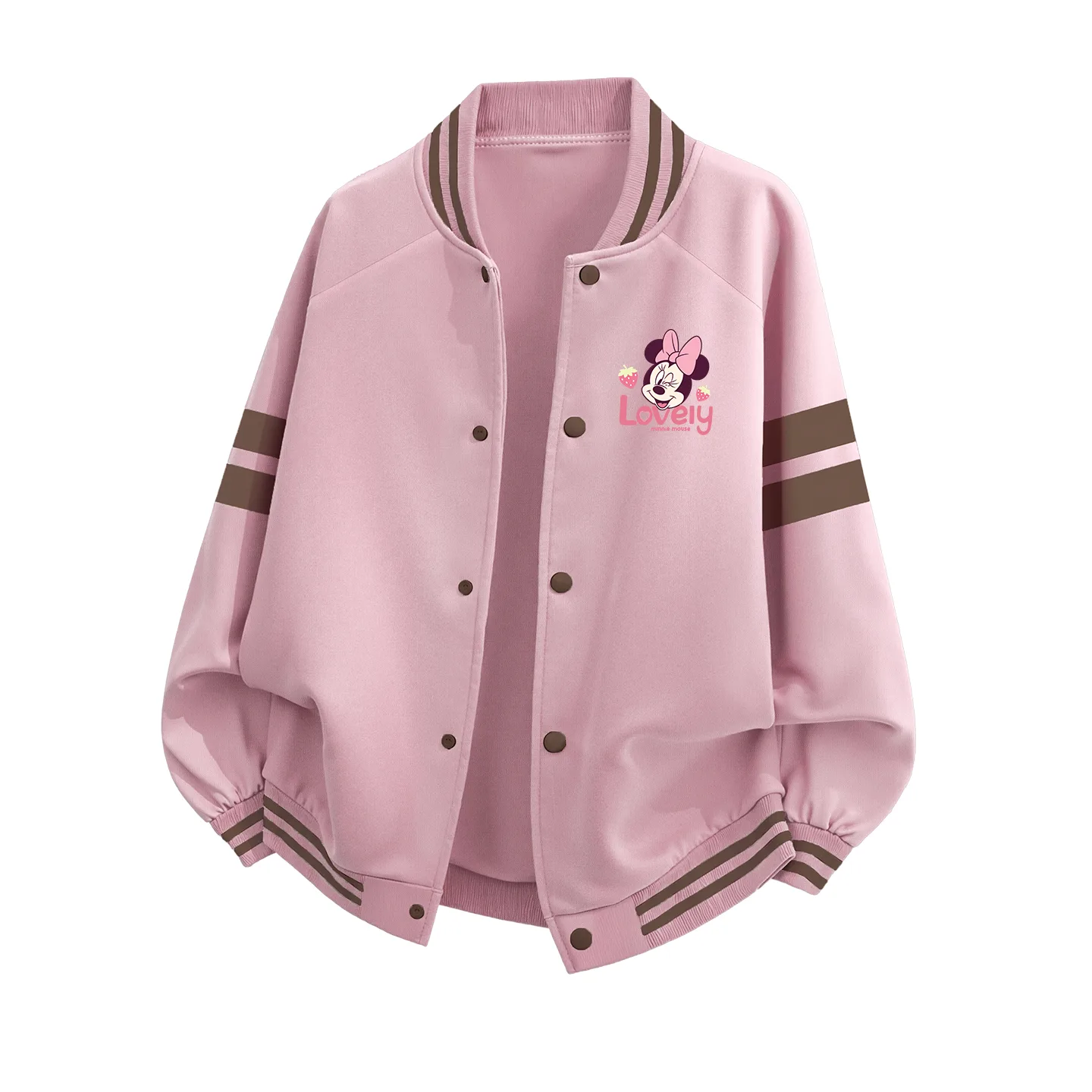 Детская бейсбольная футболка с круглым вырезом Disney, Di Xin Sweet Lotus Pink