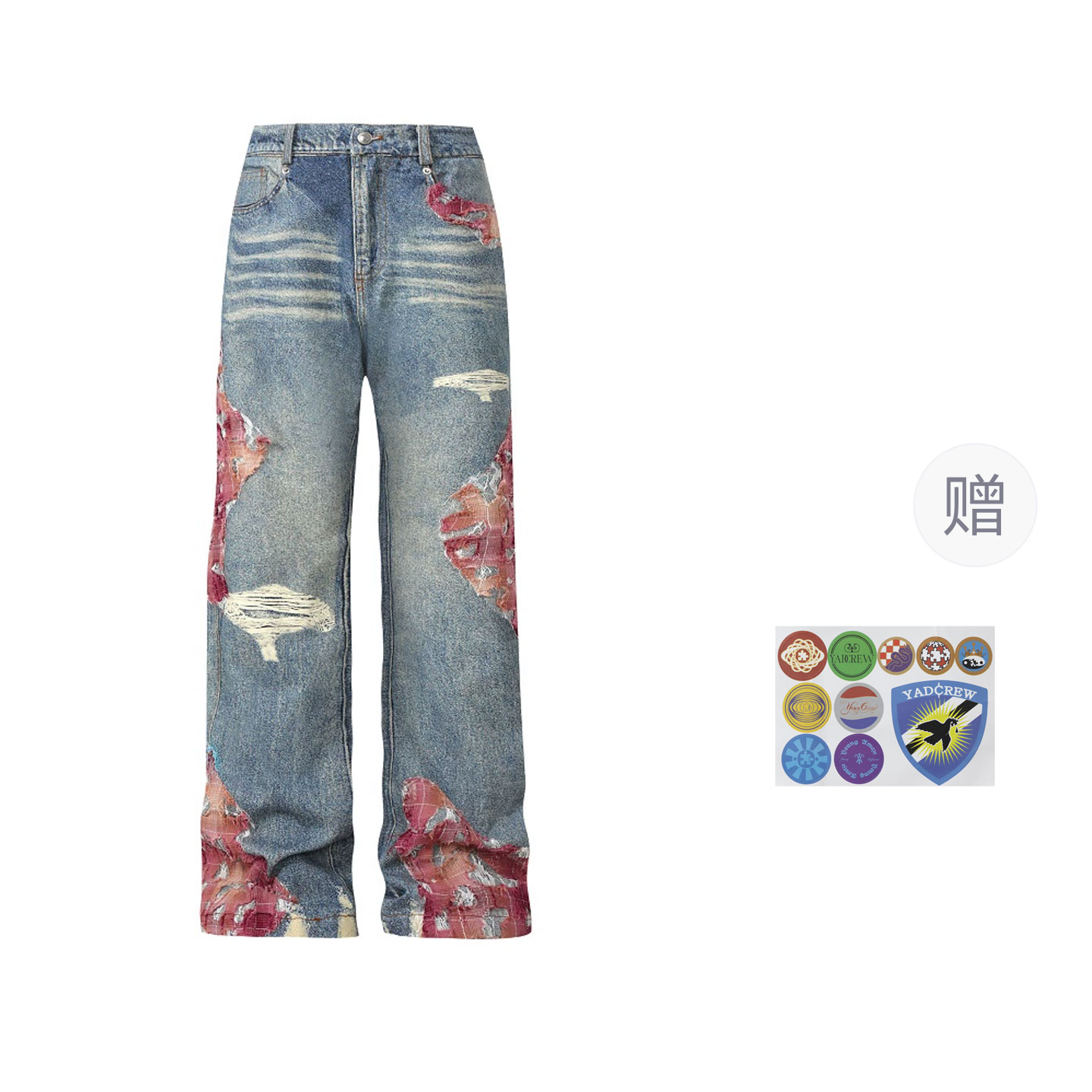 

YADcrew Американские винтажные удобные универсальные джинсы премиум-дизайна Casual Travel Unisex Blue
