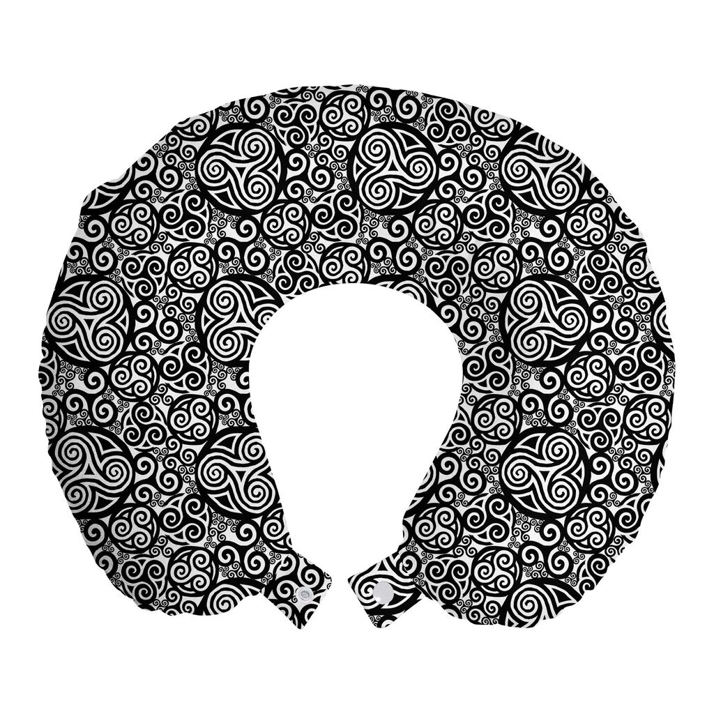 

ABAKUHAUS Abstract Travel Pillow Neck Support, Monochrome Triskelion Art, пенопластовые дорожные принадлежности для самолета и автомобиля, 30x30 см, угольно-серый и белый