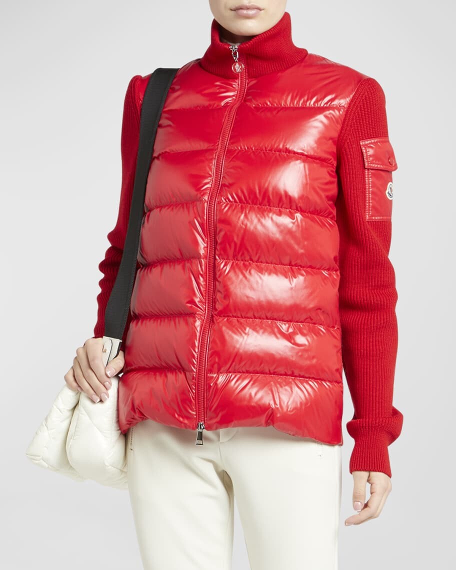 

Шерстяной пуховик из смешанной техники Moncler, Красный, Шерстяной пуховик из смешанной техники Moncler