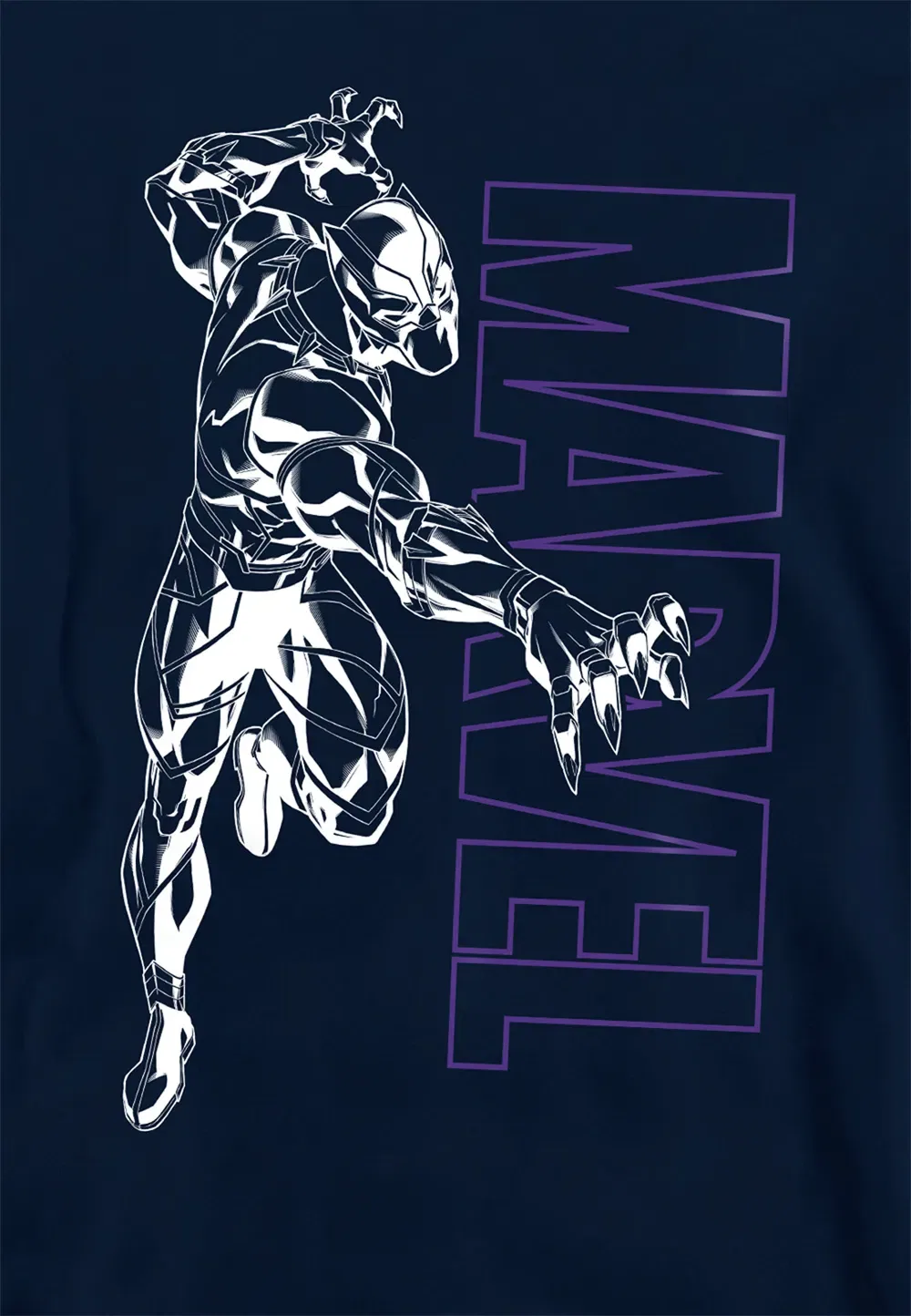Детская худи Marvel Black Panther Outline, темно-синий, темно-синий — фото 2