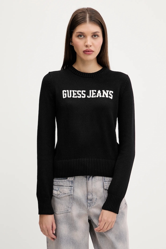 

Хлопковый свитер Guess Jeans, черный