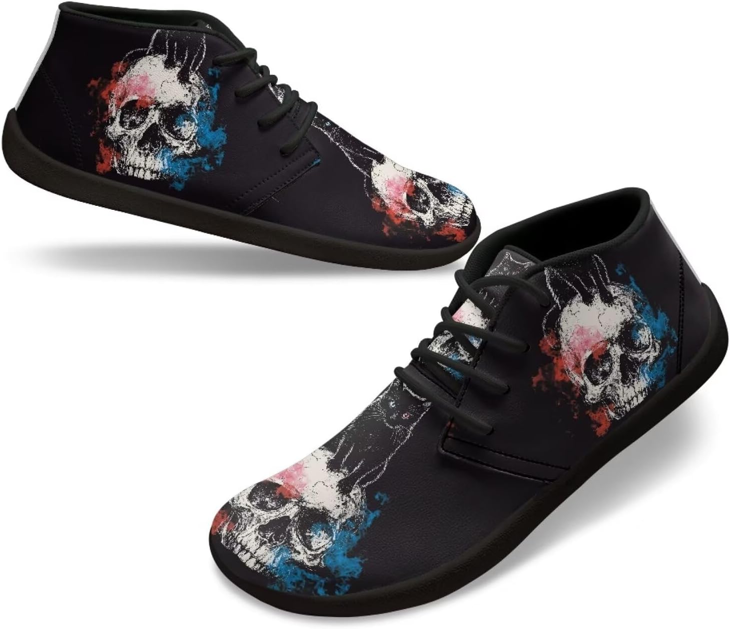 

Мужские широкие кроссовки для ходьбы, легкие, с нулевым перепадом высоты подошвы, дышащие, нескользящие, спортивные кроссовки для тренажерного зала, размеры US 5-14 Qoiuvncy, Skull and Cat