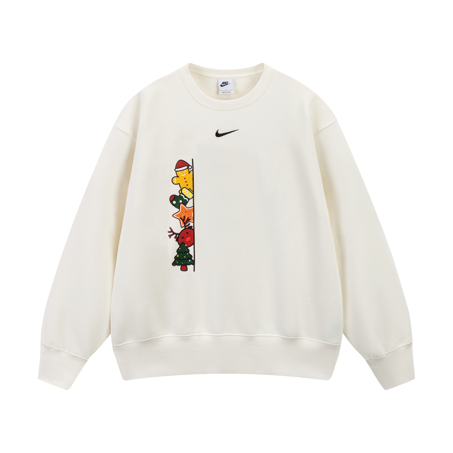 

Nike Толстовка унисекс, цвет слоновой кости, круглый вырез, средний размер, стандартный размер