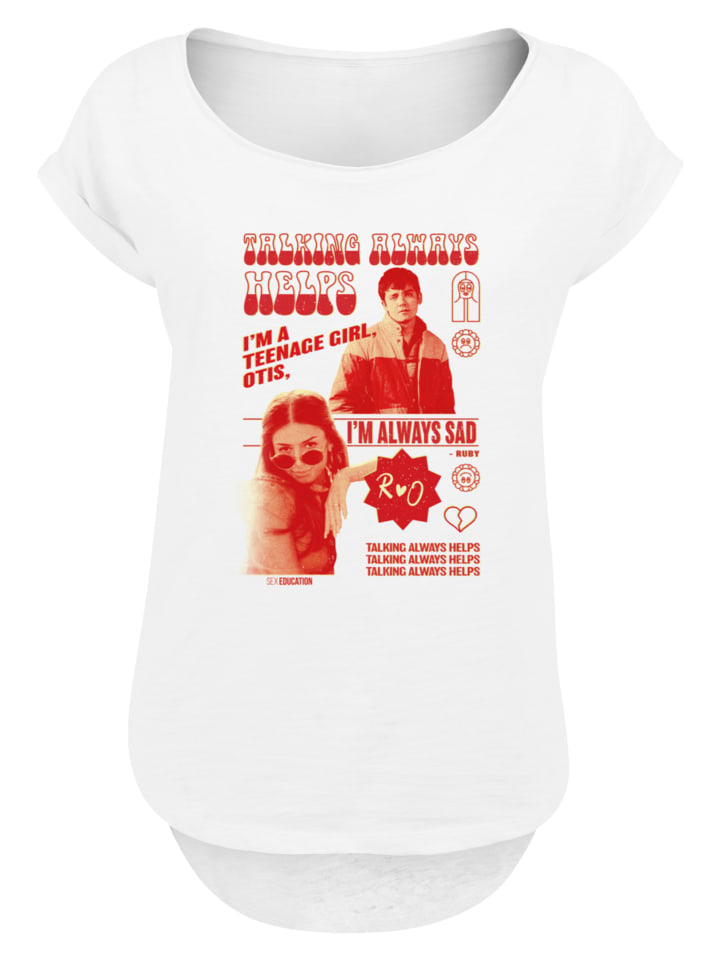 

Длинная футболка с изображением персонажа из сериала Netflix Половое воспитание Отиса в белом цвете F4NT4STIC