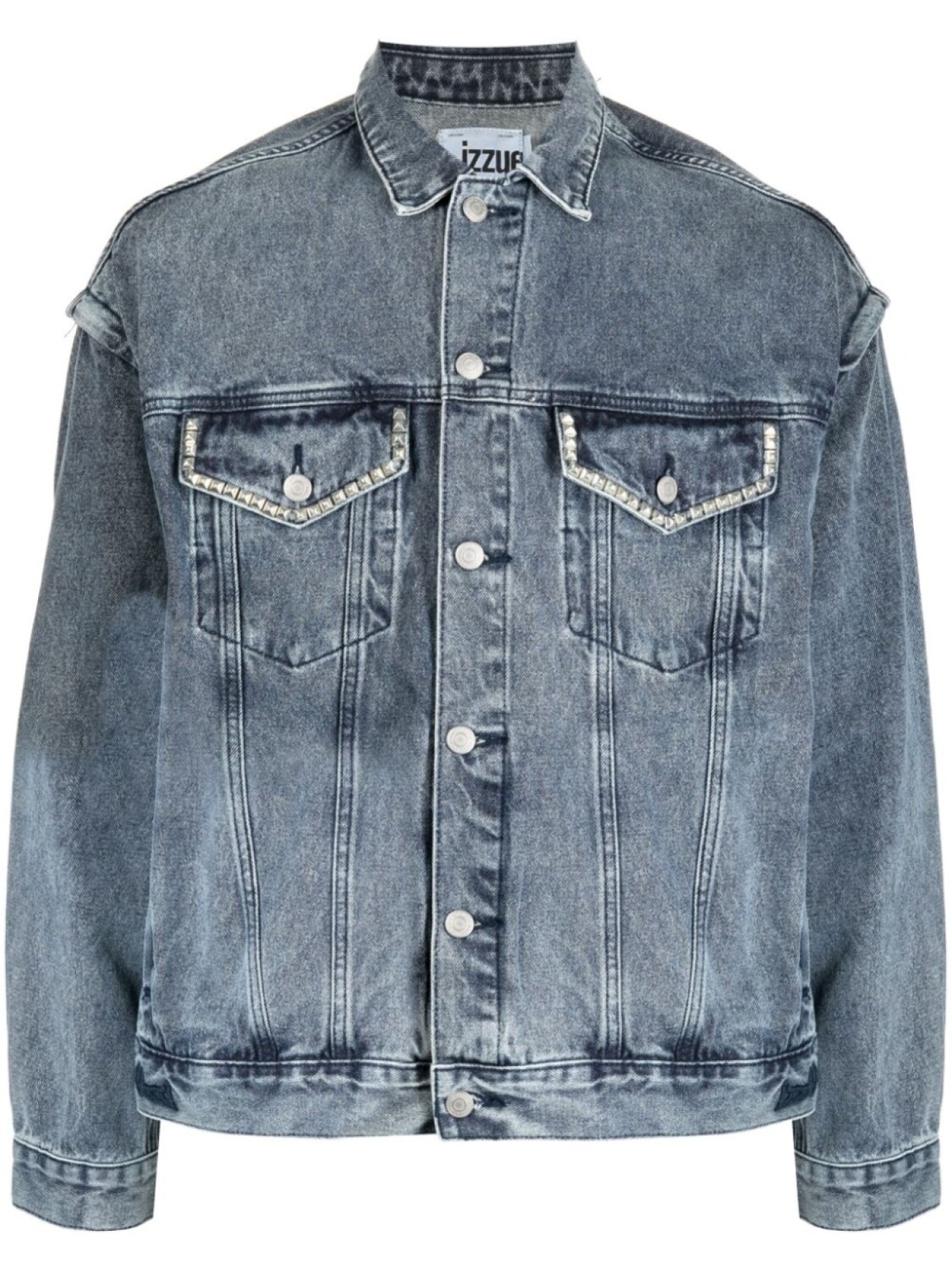 

izzue detachable-sleeves button-up denim jacket, синий