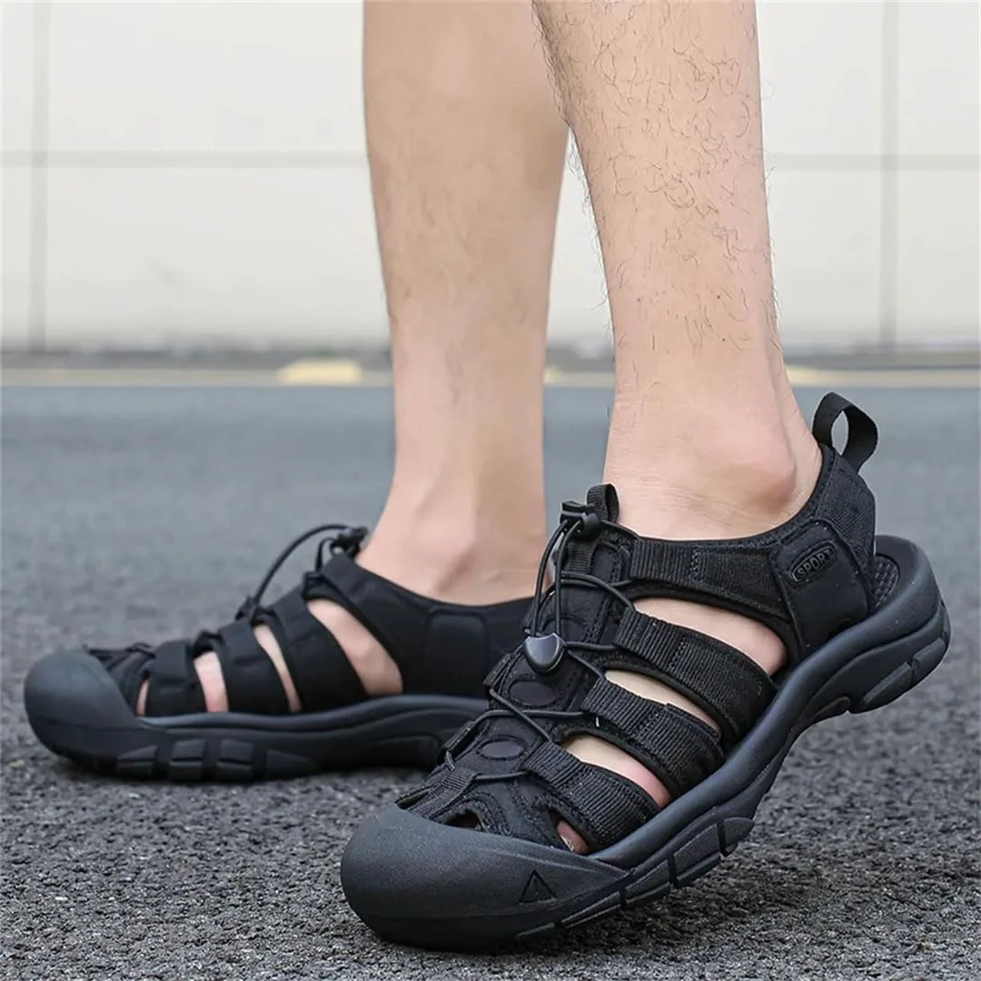 Мужские уличные нескользящие повседневные кроссовки, удобные, в стиле гладиатора, дышащие сапоги для брода с эластичной лентой Generic, бежевый — фото 4