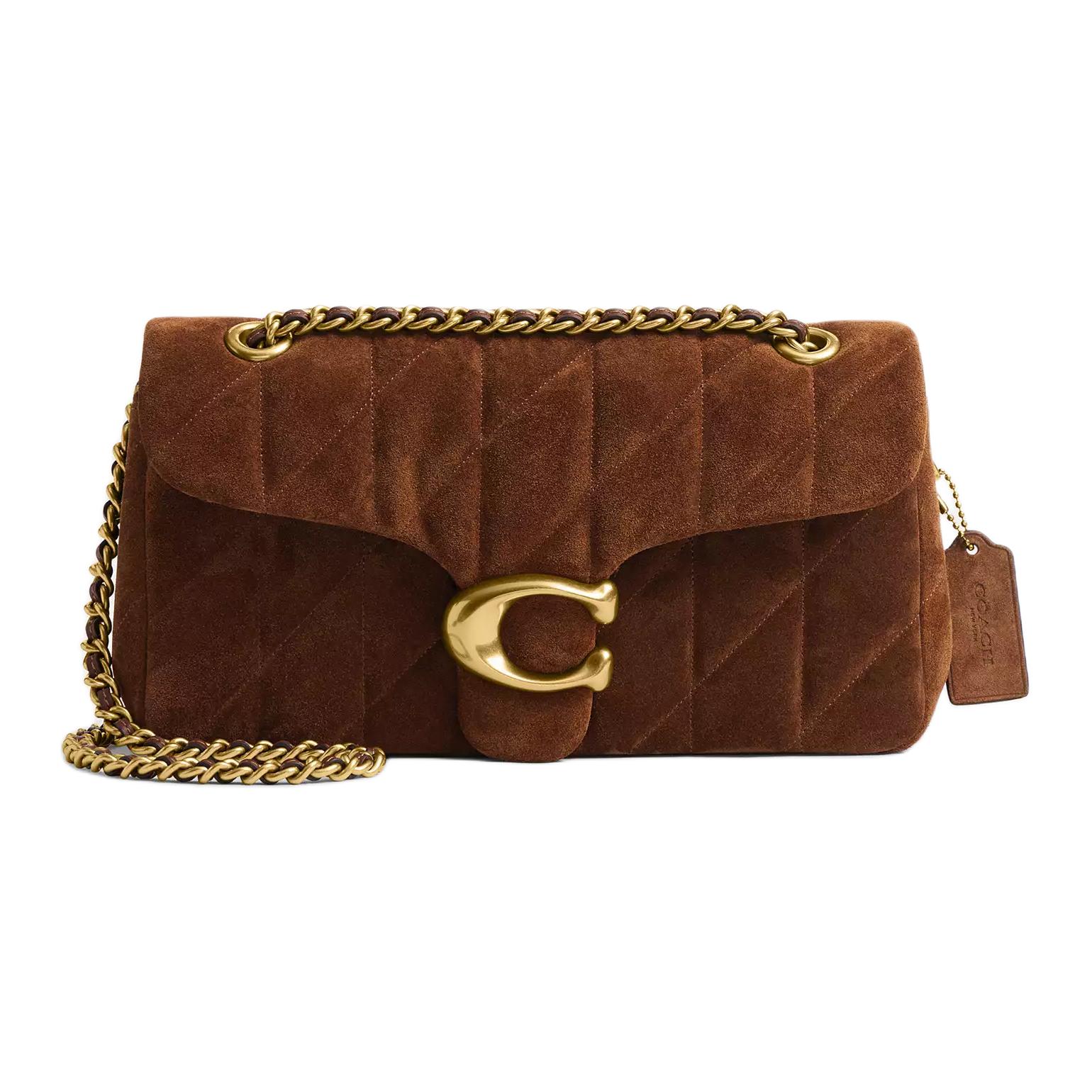 

COACH Сумка кросс-боди из замши с гладкой кожей Средний размер Женская теплая коричневая