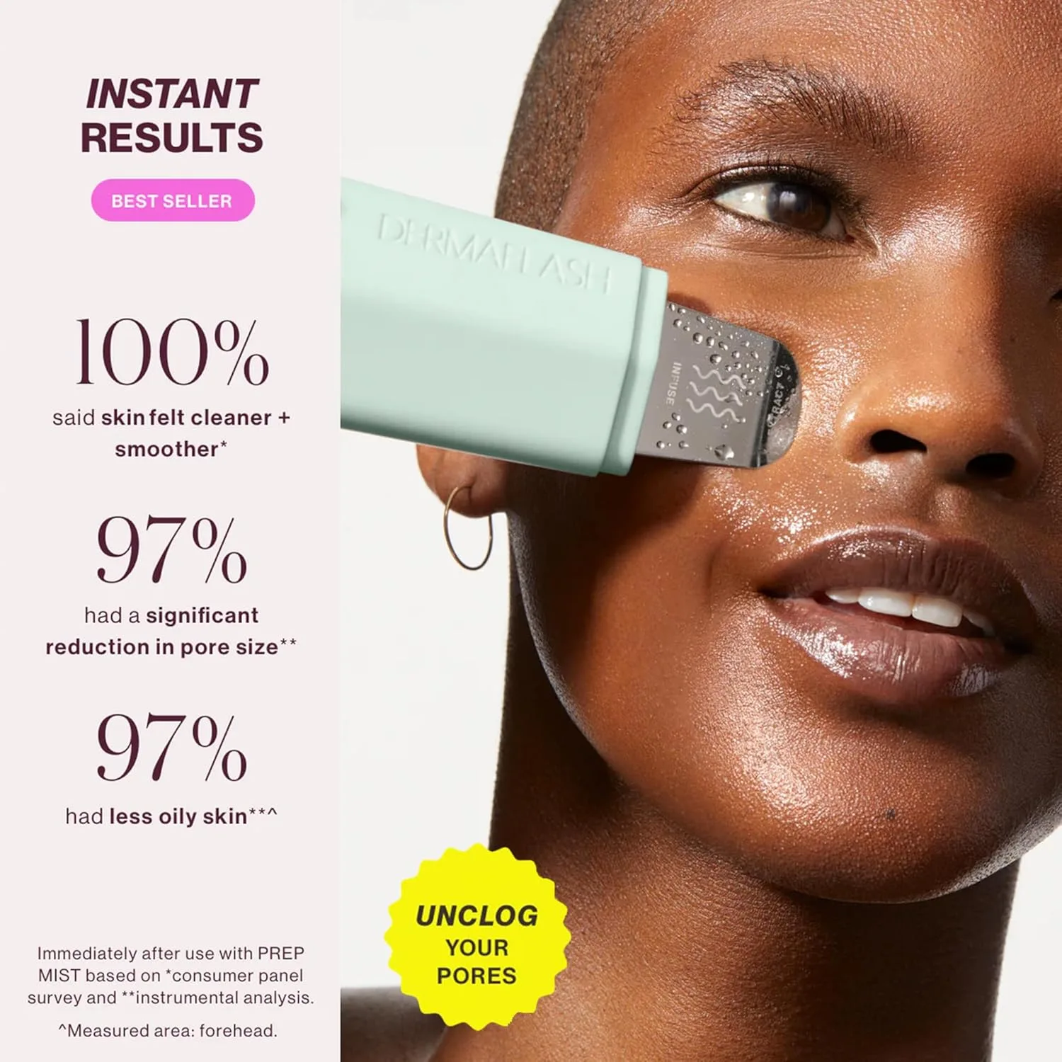Ультразвуковой прибор для ухода за кожей DERMAFLASH DERMAPORE+, 2-в-1: экстрактор пор и инфузионный фильтр для ухода за кожей, цвет «Морская пена», Sea Foam — фото 2