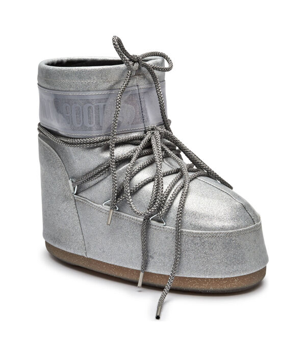 Ботинки женские зимние Moon Boot дутики низкие, серебряный