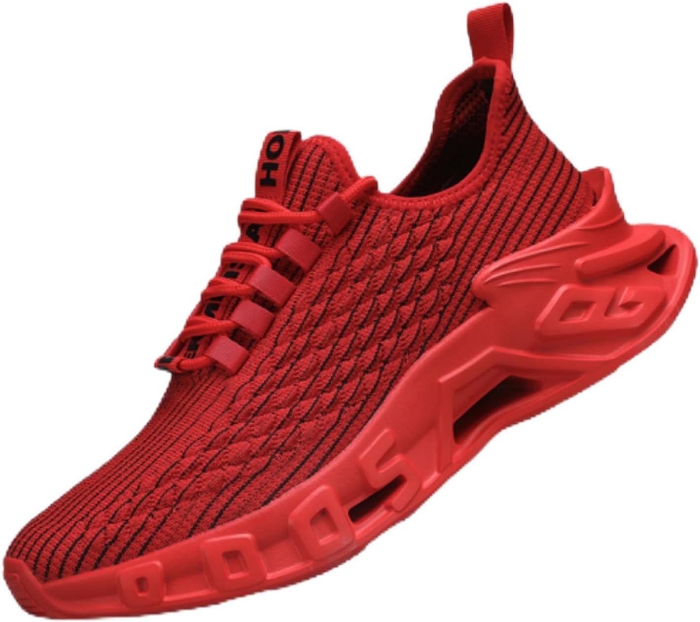 

Мужские вязаные спортивные кроссовки, стильные дышащие беговые туфли с уникальной подошвой с вырезами, удобные для спорта и повседневной носки Aokisx, красный