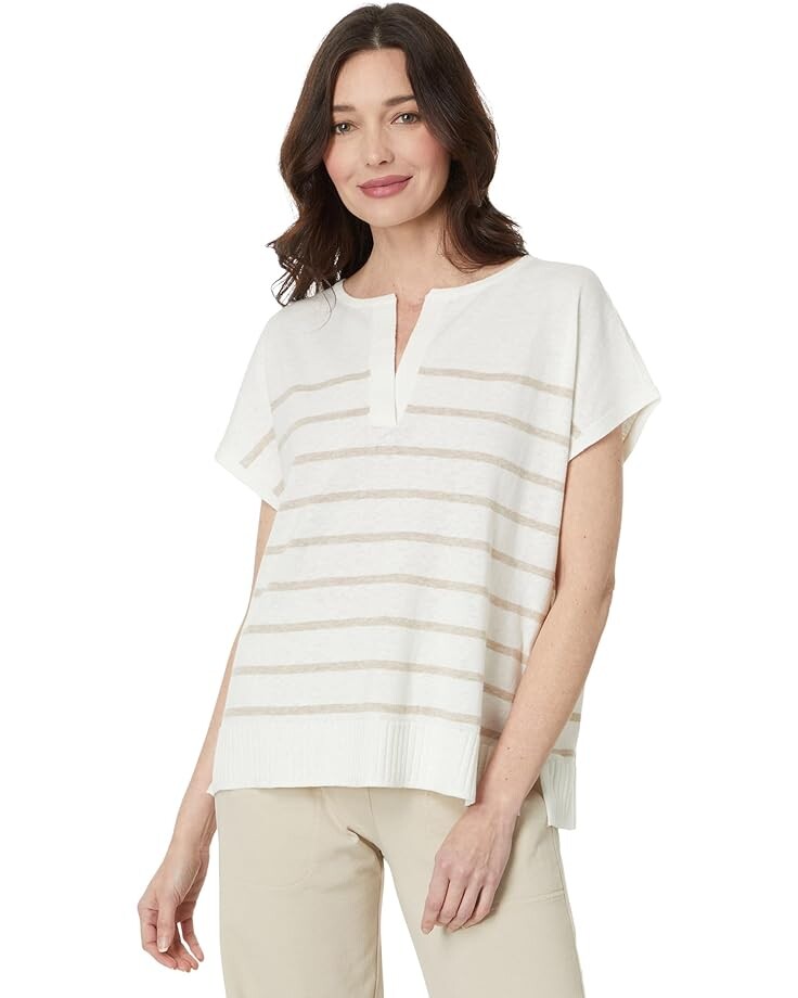 

Свитер Lilla P Stripe Split Neck Tunic Sweater, цвет Linen Stripe