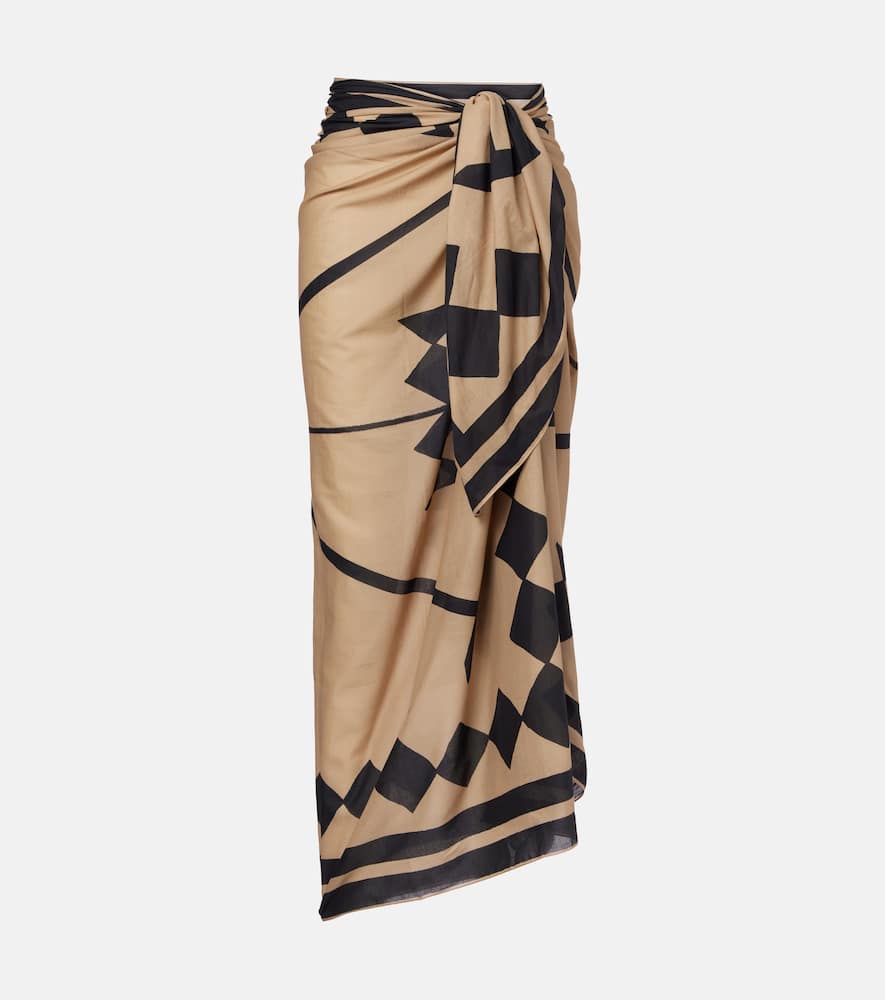 

Хлопковый пляжный саронг с принтом Johanna Ortiz, Sand/Iconic Black