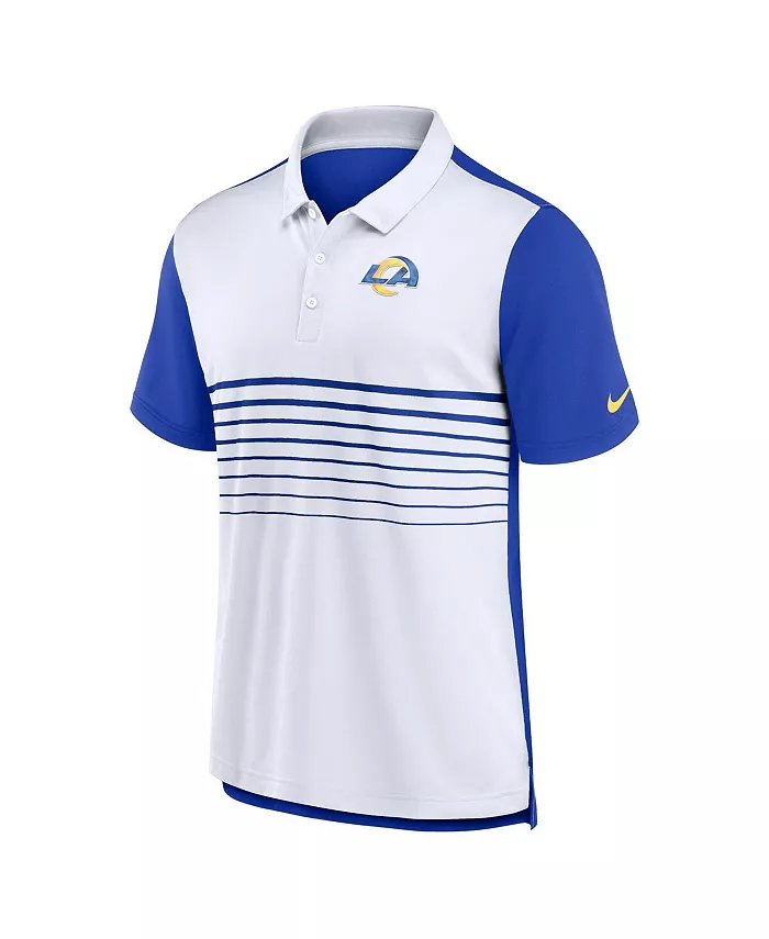 Мужская модная поло для активного отдыха Los Angeles Rams в королевском/белом цвете Nike — фото 2